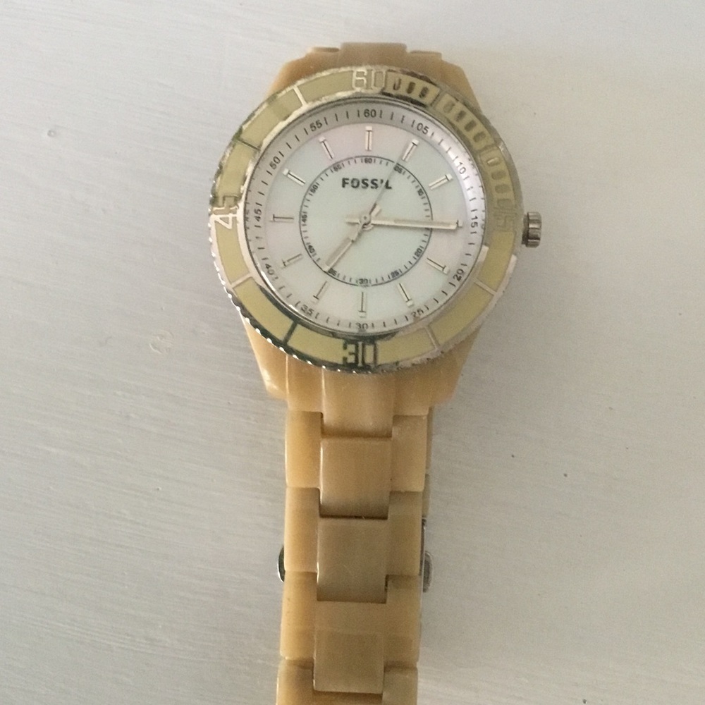 Fossil Cream Watch with White Dial